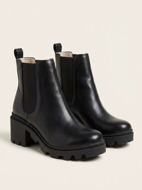 Steve Madden Amulet Black Platform Lug Sole Chelsea Ankle Boots Womens Size 10